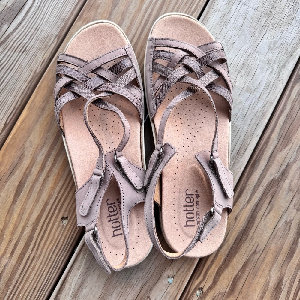 Hotter Comfort Concept Maisie Sandals | Taupe Leather | Size 9.5 EXF | New WOT - Picture 3 of 7